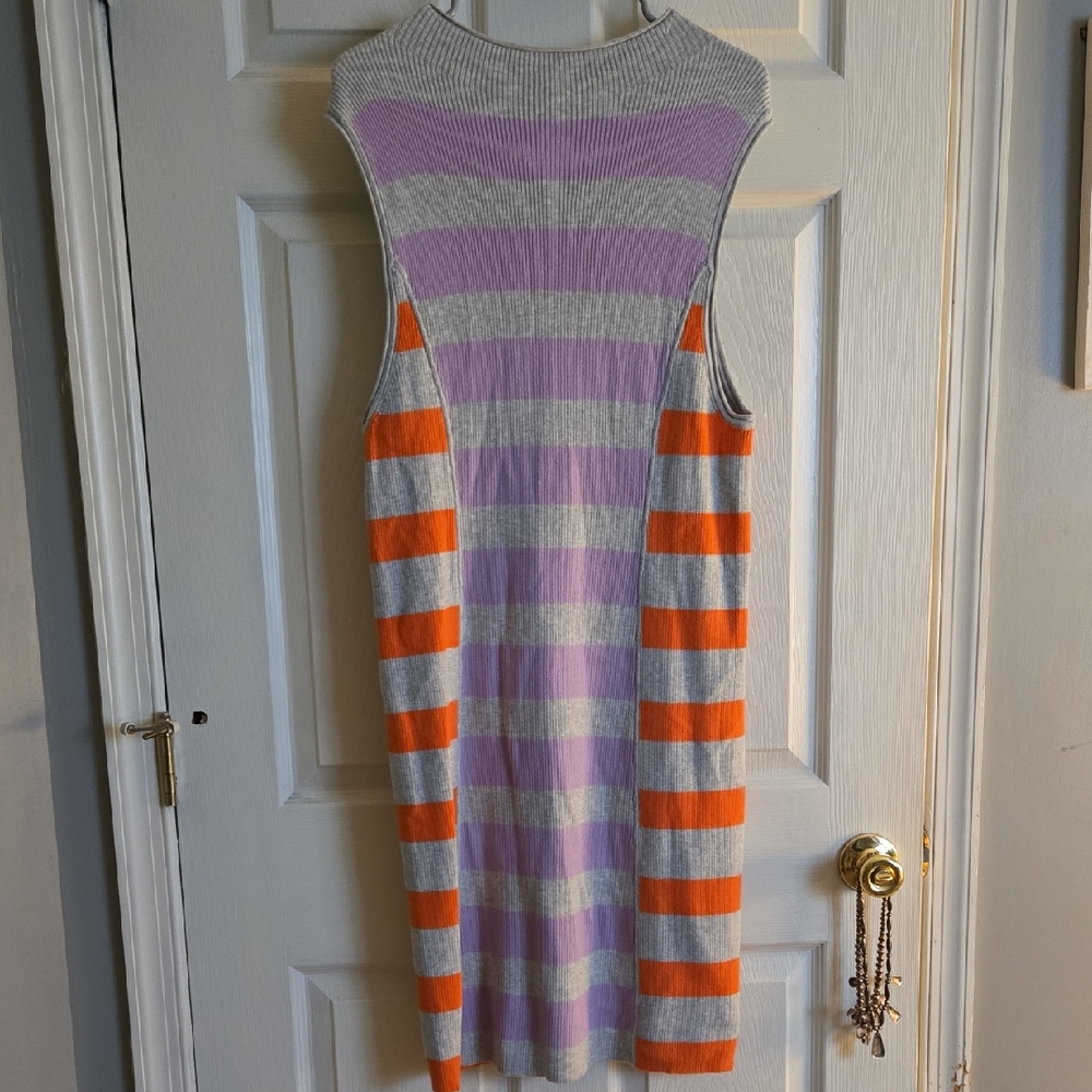 Striped Gray, Purple, and Orange Sleeveless Dress Daily Practice Anthropolgie XL